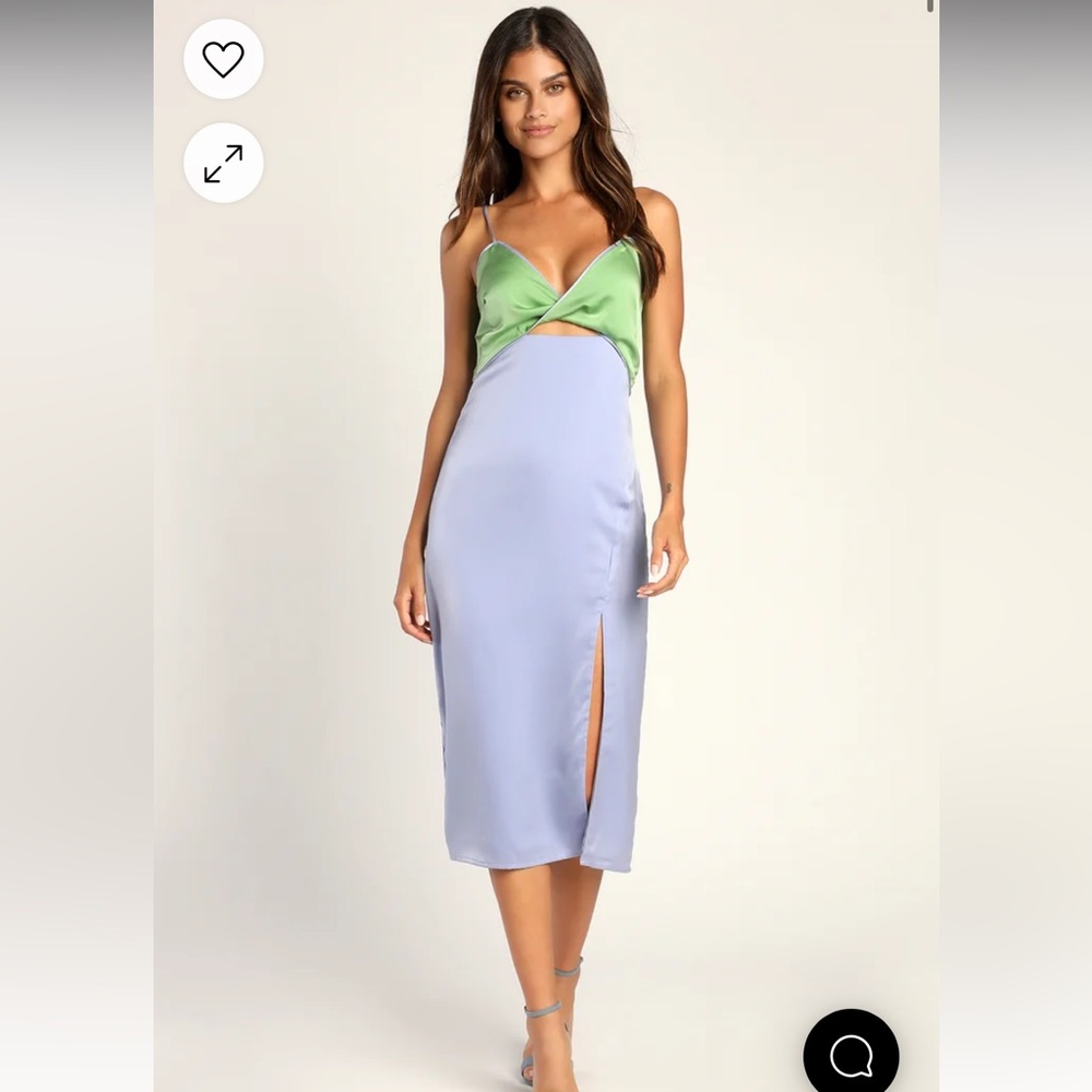 NWT Lulus Colorblock Satin Cutout Midi Dress Size S